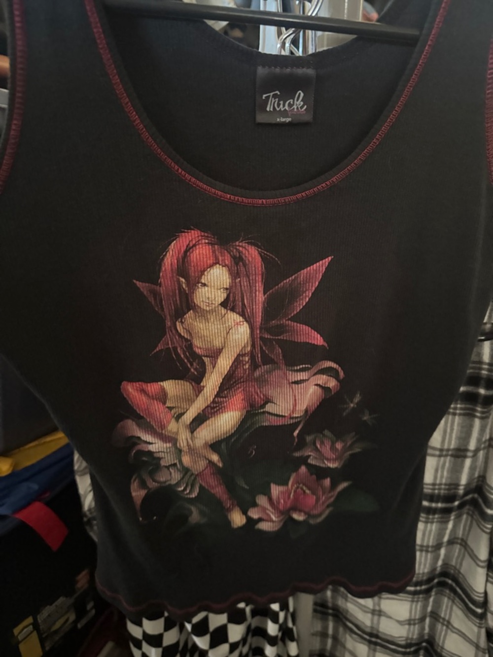Trick Black Tank with Pink Fairy Graphic